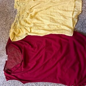 Mine Yellow and Red Lace Blouses